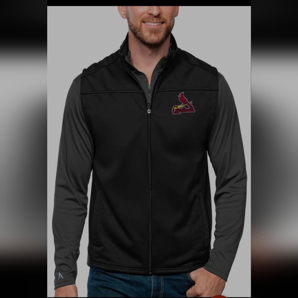 Antigua Other - Men's St. Louis Cardinals Antigua Black Metallic Links Full-Zip Vest